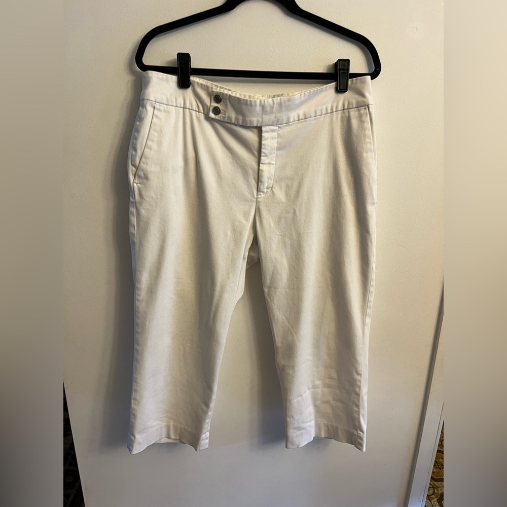 Chaps White Brushed Cotton Capri Pants Size 14